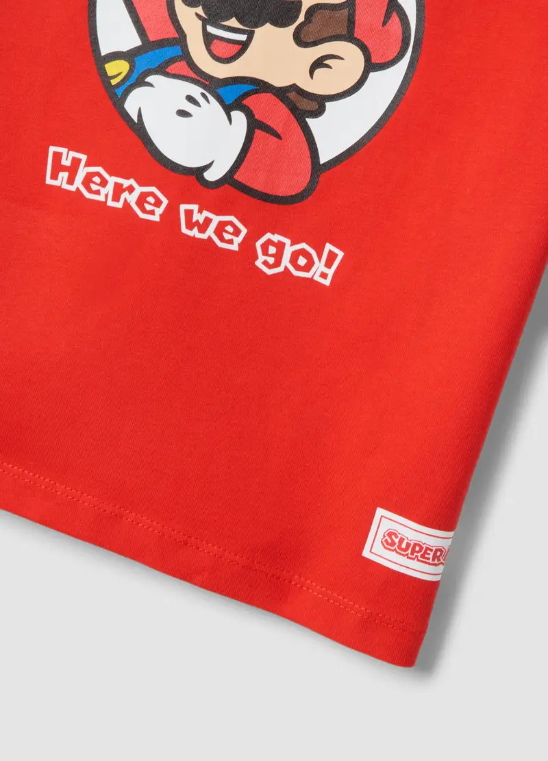T-shirt In Cotone Elasticizzato Rossa Da Bambino Con Super Mario, Rosso miniatura 3