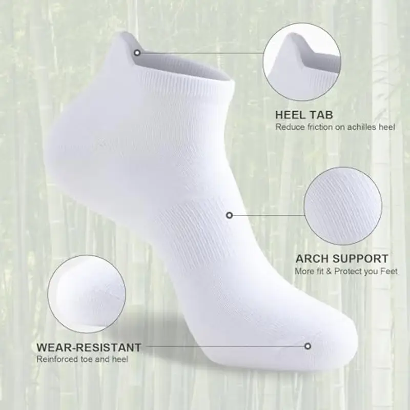 Niorasen Calzini in Bambù Uomo e Donna, 6 Paia, Calzini Corti, Estivi Traspiranti, da Lavoro, Sportivi alla Caviglia per Running e Ciclismo, Antibatterici, Anti-odore e Anti-sudore miniatura 3