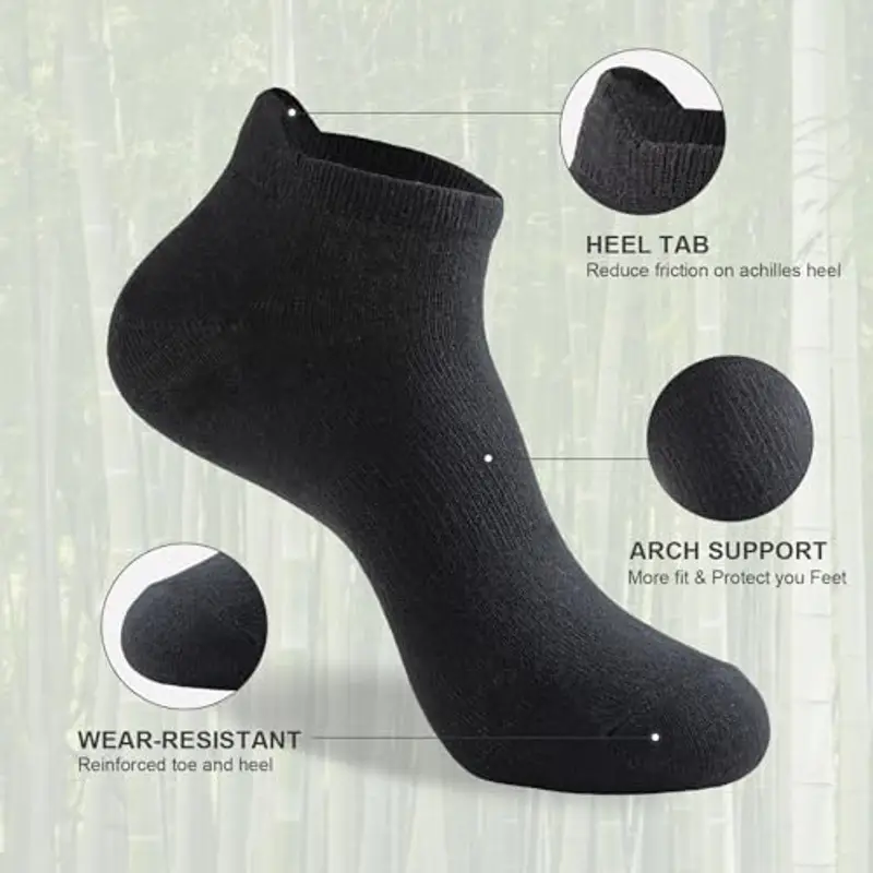 Niorasen Calzini in Bambù Uomo e Donna, 6 Paia, Calzini Corti, Estivi Traspiranti, da Lavoro, Sportivi alla Caviglia per Running e Ciclismo, Antibatterici, Anti-odore e Anti-sudore miniatura 3