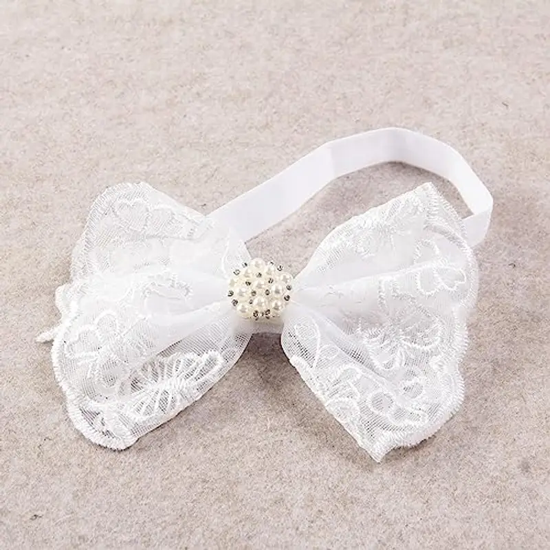 Nishine 2 confezioni per battesimo per neonato, con fiocco bianco, fascia per capelli per bambini miniatura 3