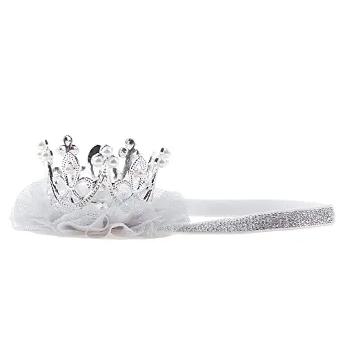 Nishine Diadema Neonato Principessa, Coroncine per Bambine con Tulle, Fermagli Capelli a Corona Regalo per Feste