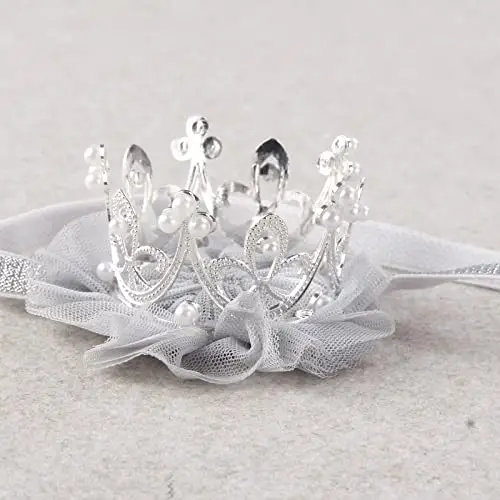 Nishine Diadema Neonato Principessa, Coroncine per Bambine con Tulle, Fermagli Capelli a Corona Regalo per Feste miniatura 3