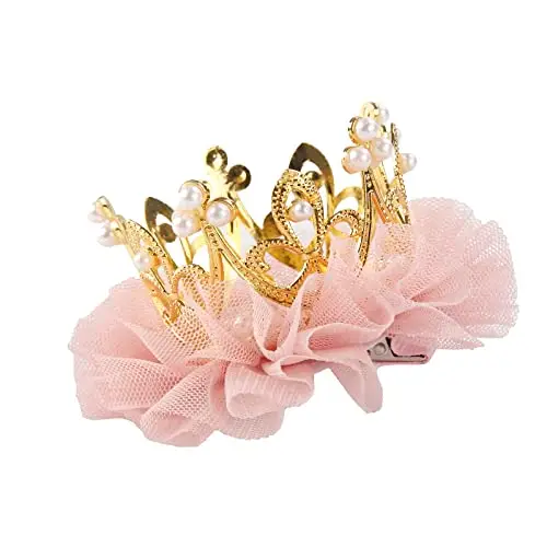 Nishine Fermagli per capelli a forma di corona per bambini, con corona da principessa, in tulle, per regali per bambini