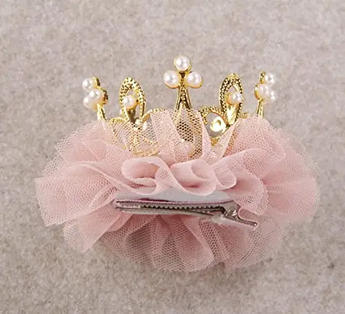 Nishine Fermagli per capelli a forma di corona per bambini, con corona da principessa, in tulle, per regali per bambini miniatura 3