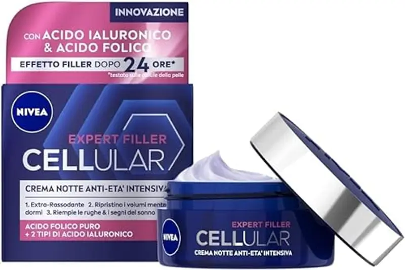 NIVEA CELLULAR EXPERT FILLER Crema Notte Anti-Età Intensiva SPF 15 50ml, Crema viso antirughe rassodante, Crema viso miniatura 2