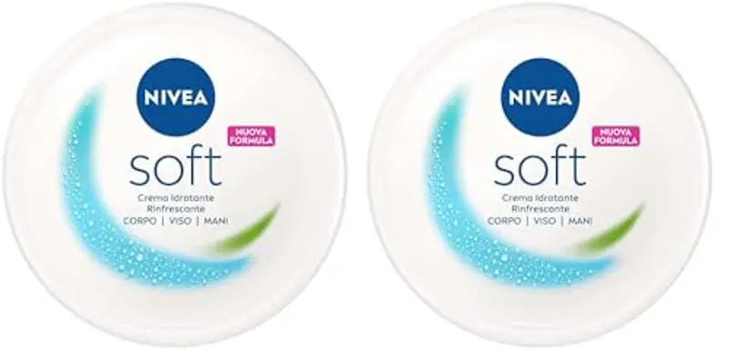 NIVEA Soft Crema Multiuso 1 x 300 ml, Crema Idratante e Rinfrescante, Crema Viso, Corpo, e Mani a Rapido Assorbimento, Arricchita con Vitamina E e Olio di Jojoba (Confezione da 2)