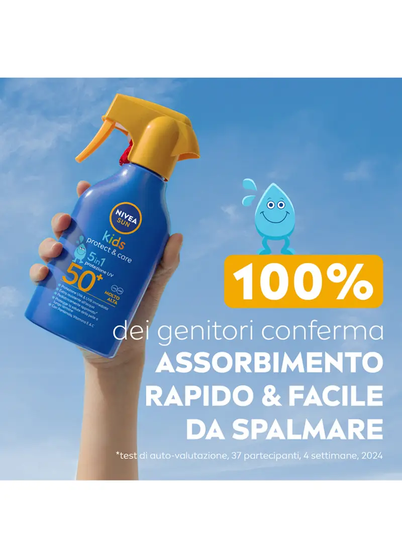 Nivea Sun Spray Solare Kids Protect & Care Fp50+ 270 Ml, Crema Solare Per Bambini Waterproof, Donna, Bianco miniatura 3