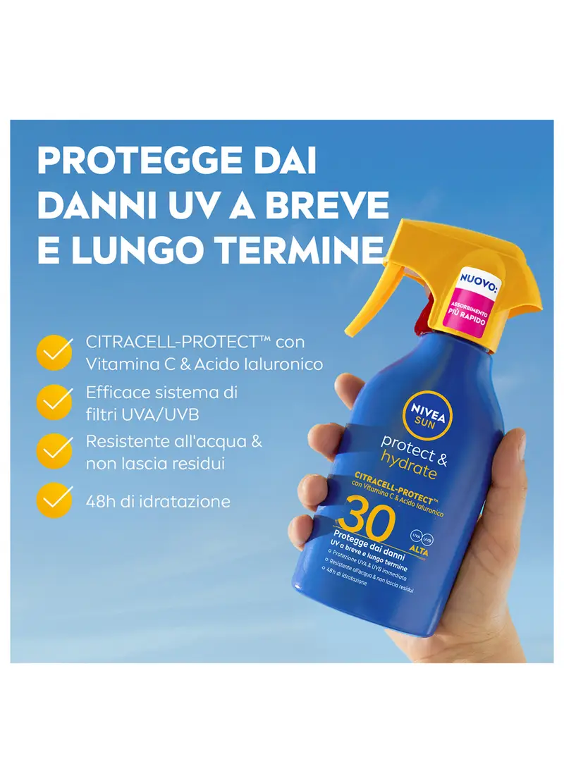 Nivea Sun Spray Solare Protect & Hydrate Spf50+ 270 Ml, Crema Solare 50+ Idratante Per 48 Ore, Donna, Bianco miniatura 3