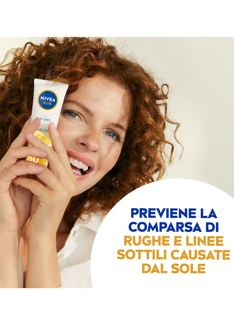 Nivea Sun Uv Viso Anti-età Fp50 50 Ml, Crema Solare Viso Antirughe E Antimacchie Con Coenzima Q10, Donna, Bianco miniatura 3