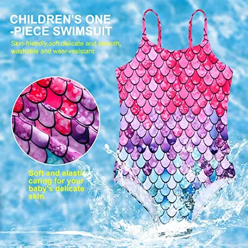 Nivofu Costume da Bagno per Ragazze, Costumi da Bagno Interi, Costume da Bagno a Sirena, Costumi a Pezzi da Bagno per miniatura 3