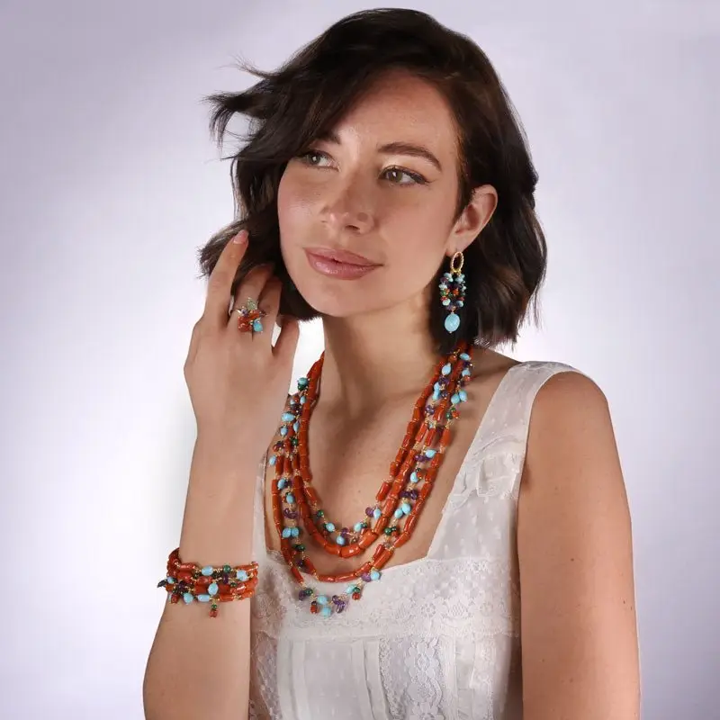 Collana Multifilo In Corallo - Tracy - Nivy miniatura 2