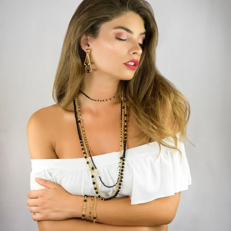 Orecchini Jade In Argento E Onice Nero - Nivy