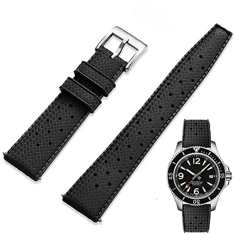 Niziruoup Cinturino Orologio Gomma Fluorurata FKM 18mm 20mm 22mm Tropical Stile Sgancio Rapido Cinturini FKM Rubber Strap Gomma Bracciale Orologio Cinturini di Ricambio per Uomo Donne