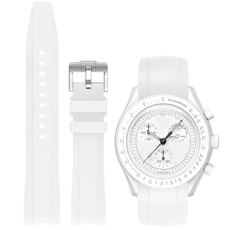 Niziruoup Cinturino Orologio Silicone Gomma Senza Spazi per Omega x Swatch Moonswatch Speedmaster 20mm Watch, Cinturino di Ricambio 20mm Cinturini per Orologio da Uomo Donna