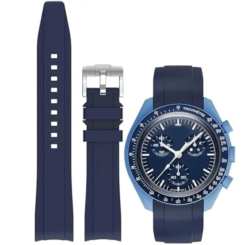 Niziruoup Cinturino Orologio Silicone Gomma Senza Spazi per Omega x Swatch Moonswatch Speedmaster 20mm Watch, Cinturino di Ricambio 20mm Cinturini per Orologio da Uomo Donna