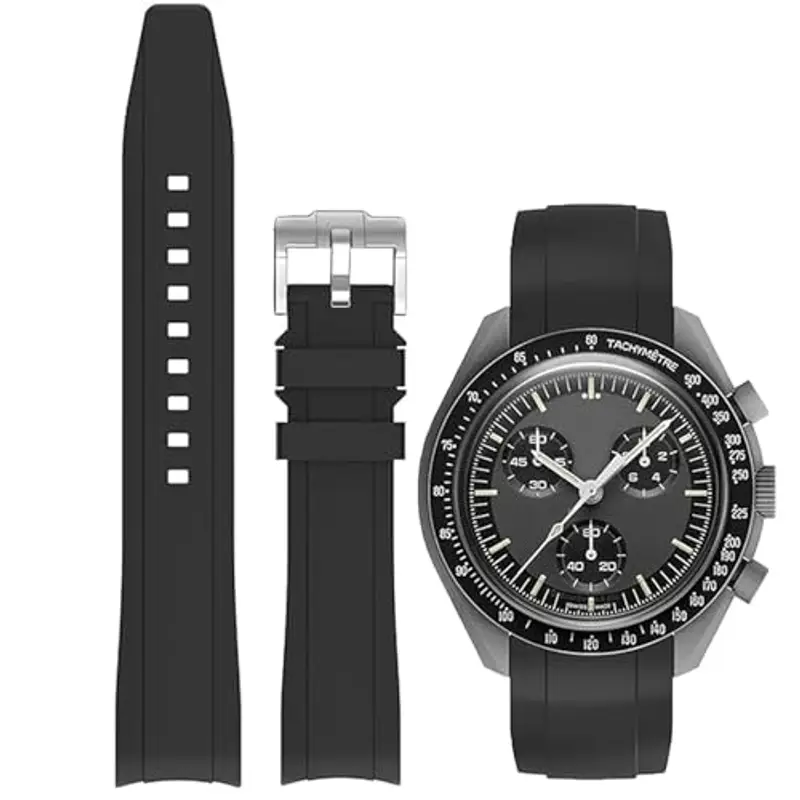 Niziruoup Cinturino Orologio Silicone Gomma Senza Spazi per Omega x Swatch Moonswatch Speedmaster 20mm Watch, Cinturino di Ricambio 20mm Cinturini per Orologio da Uomo Donna