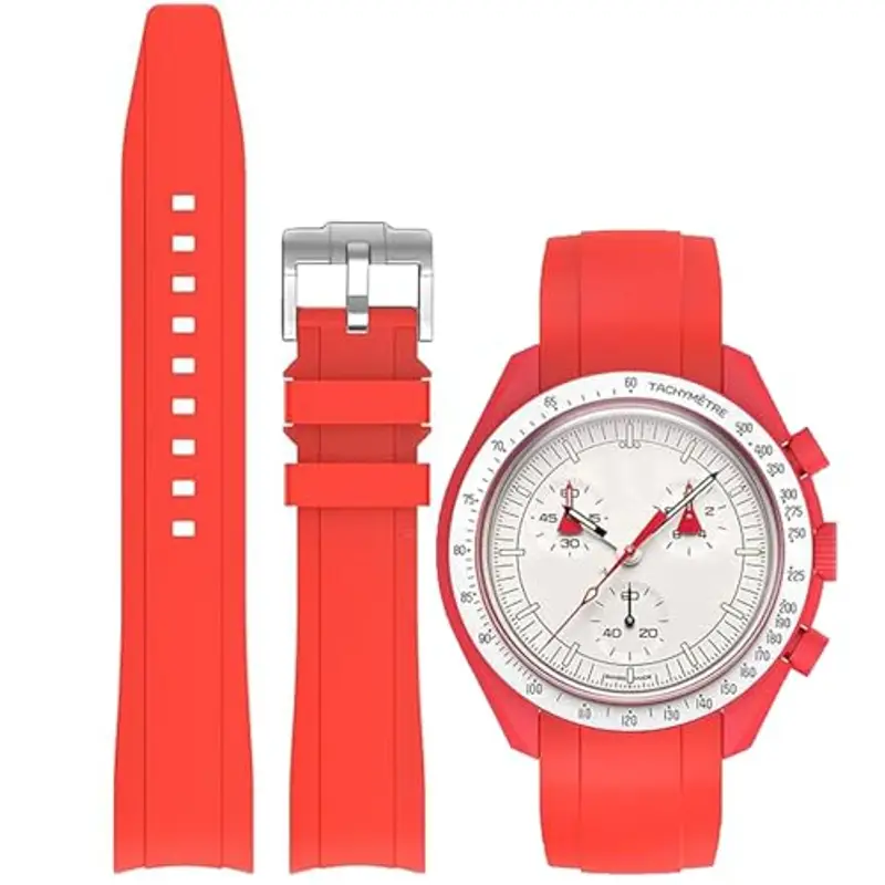 Niziruoup Cinturino Orologio Silicone Gomma Senza Spazi per Omega x Swatch Moonswatch Speedmaster 20mm Watch, Cinturino di Ricambio 20mm Cinturini per Orologio da Uomo Donna