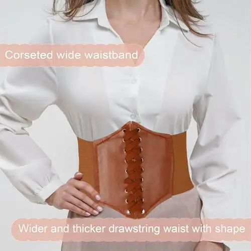 NJCXOLA Corsetto Donna Cammello Cintura Corsetto Donna Elastico Largo, Cintura Elastica Donna, Corsetto Donna Pirata per miniatura 2