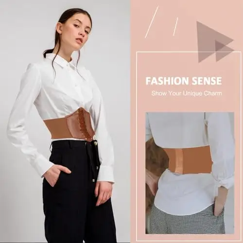 NJCXOLA Corsetto Donna Cammello Cintura Corsetto Donna Elastico Largo, Cintura Elastica Donna, Corsetto Donna Pirata per miniatura 3