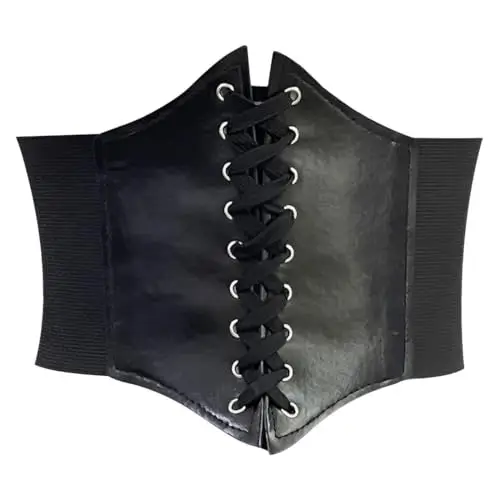 NJCXOLA Corsetto Donna Nero, Cintura Elastica, Stile Retr, Per Costume da Donna di Carnevale