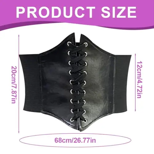 NJCXOLA Corsetto Donna Nero, Cintura Elastica, Stile Retr, Per Costume da Donna di Carnevale miniatura 2