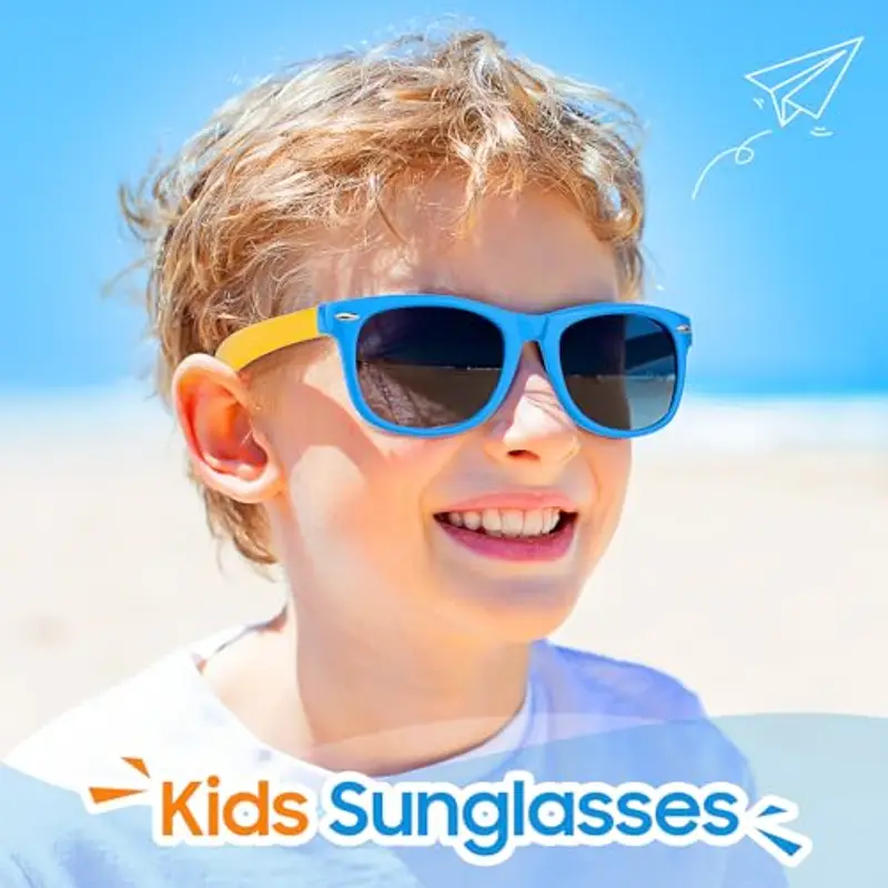 Nlieanuc Occhiali da Sole Bambino e Bambina UV400 Protezione Occhiali da Sole Polarizzati per Ragazzo e Ragazza 3 a 10 Anni Gommati Flessibili miniatura 2