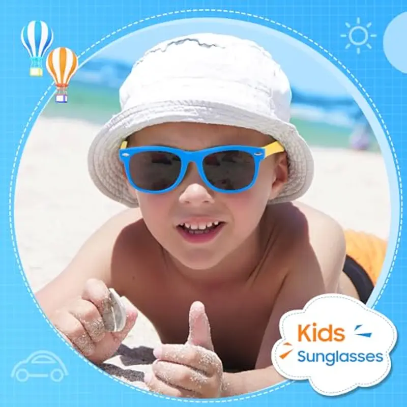 Nlieanuc Occhiali da Sole Bambino e Bambina UV400 Protezione Occhiali da Sole Polarizzati per Ragazzo e Ragazza 3 a 10 Anni Gommati Flessibili miniatura 3