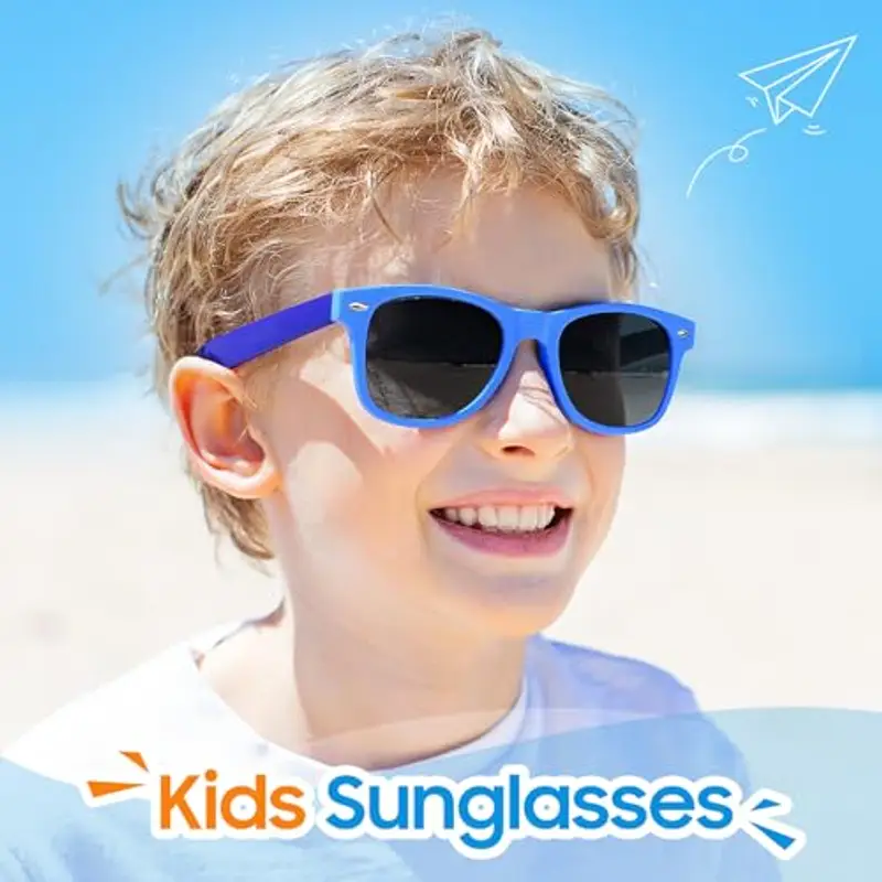 Nlieanuc Occhiali da Sole Bambino e Bambina UV400 Protezione Occhiali da Sole Polarizzati per Ragazzo e Ragazza 3 a 10 Anni Gommati Flessibili miniatura 2
