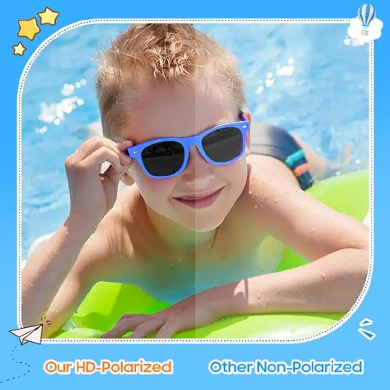 Nlieanuc Occhiali da Sole Bambino e Bambina UV400 Protezione Occhiali da Sole Polarizzati per Ragazzo e Ragazza 3 a 10 Anni Gommati Flessibili miniatura 3