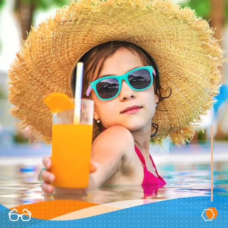 Nlieanuc Occhiali da Sole Bambino e Bambina UV400 Protezione Occhiali da Sole Polarizzati per Ragazzo e Ragazza 3 a 10 Anni Gommati Flessibili miniatura 2