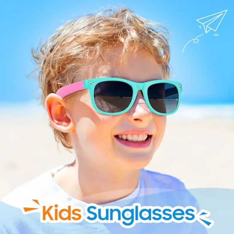 Nlieanuc Occhiali da Sole Bambino e Bambina UV400 Protezione Occhiali da Sole Polarizzati per Ragazzo e Ragazza 3 a 10 Anni Gommati Flessibili miniatura 3