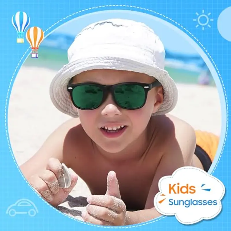Nlieanuc Occhiali da Sole Bambino e Bambina UV400 Protezione Occhiali da Sole Polarizzati per Ragazzo e Ragazza 3 a 10 Anni Gommati Flessibili miniatura 3
