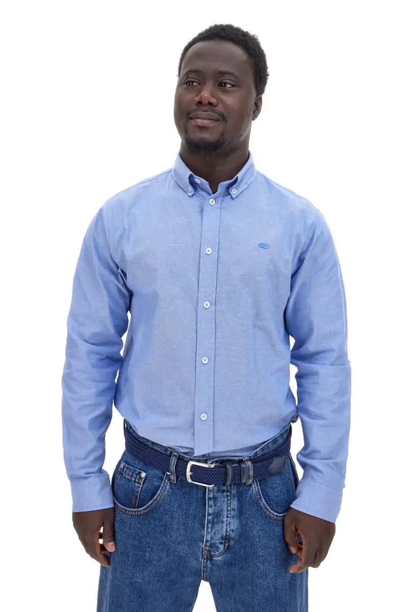 Camicia azzurra in cotone con collo button-down No Limits MASH006S25 [CELESTE]