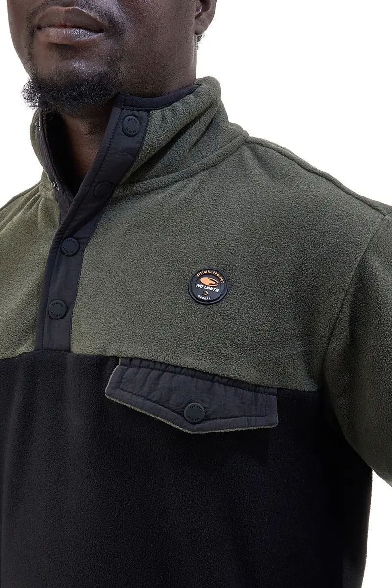 Felpa in Pile verde e nero con collo alto e taschino No Limits MAPF002W24 [VERDE miniatura 2