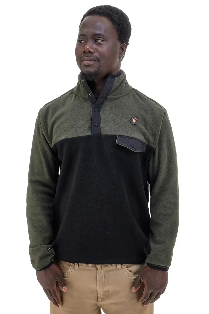 Felpa in Pile verde e nero con collo alto e taschino No Limits MAPF002W24 [VERDE