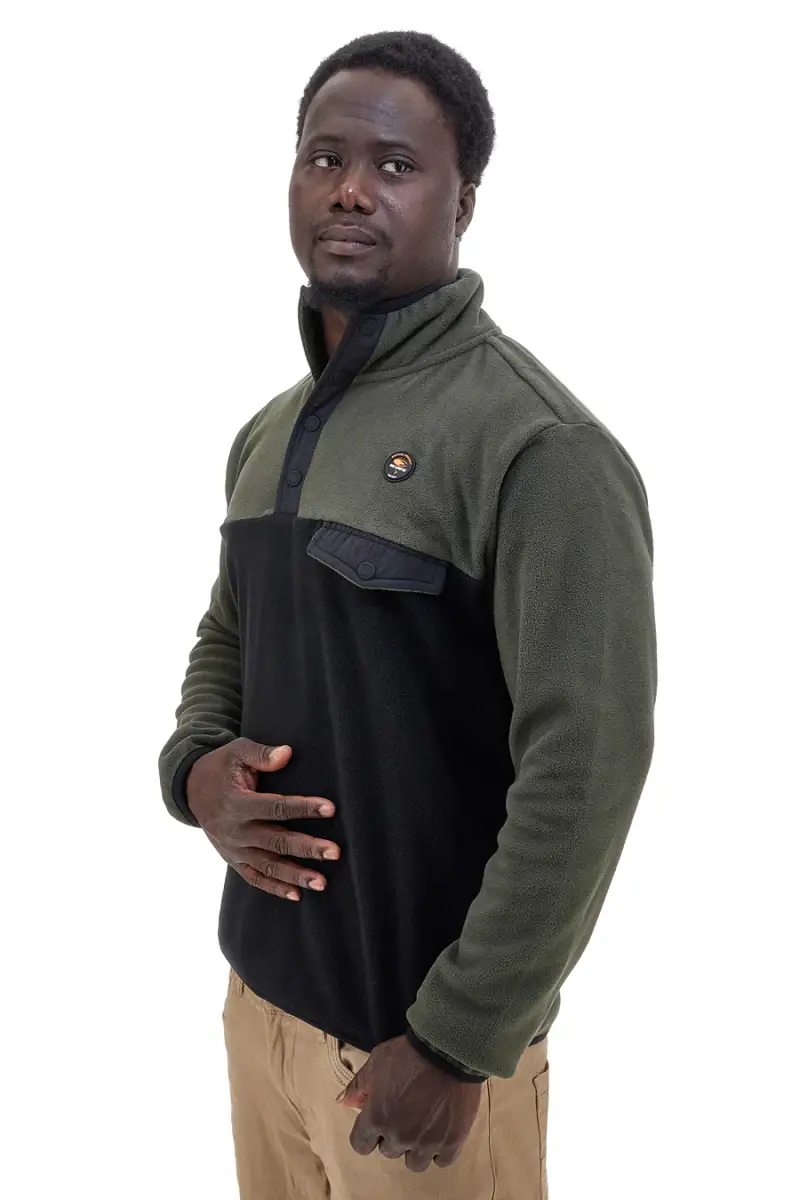 Felpa in Pile verde e nero con collo alto e taschino No Limits MAPF002W24 [VERDE miniatura 3