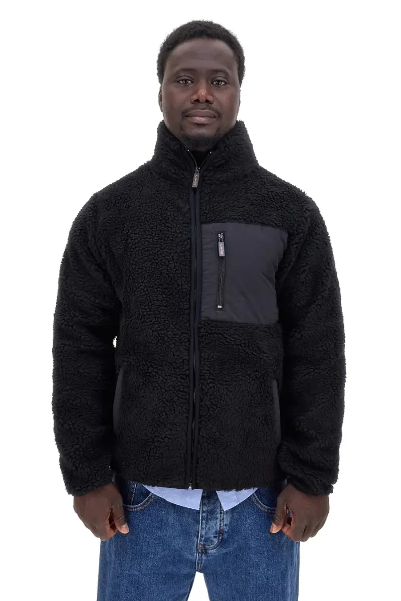 Felpa nera in pile sherpa con zip No Limits MAPF004W24 [NERO] miniatura 2