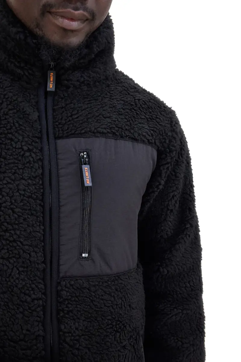 Felpa nera in pile sherpa con zip No Limits MAPF004W24 [NERO] miniatura 3