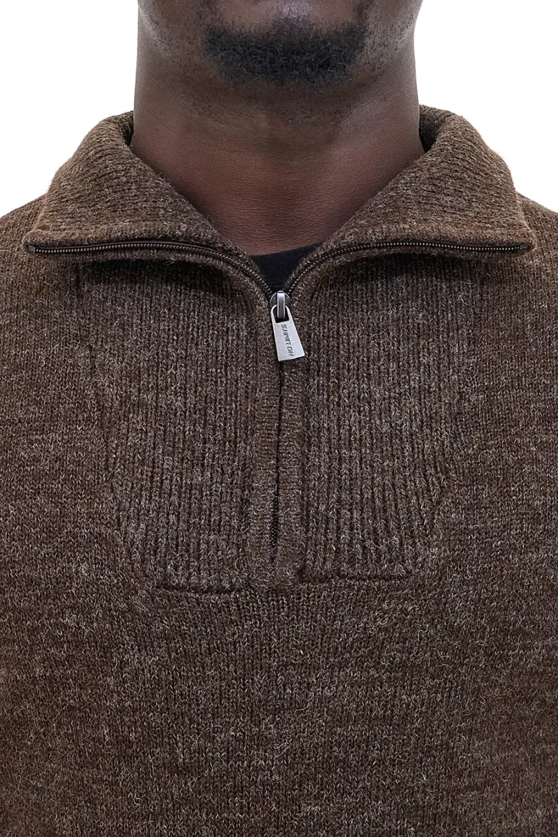 Maglione marrone con zip in misto lana No Limits MAJU020W25 [MARRONE] miniatura 4