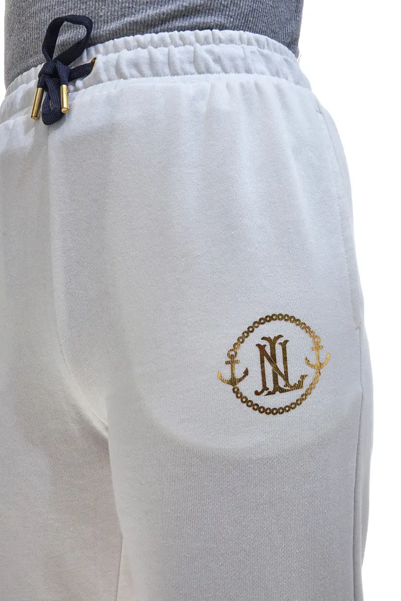 Pantaloni Bianchi con Logo Dorato NO LIMITS LAPK005S25 [BURRO] miniatura 3