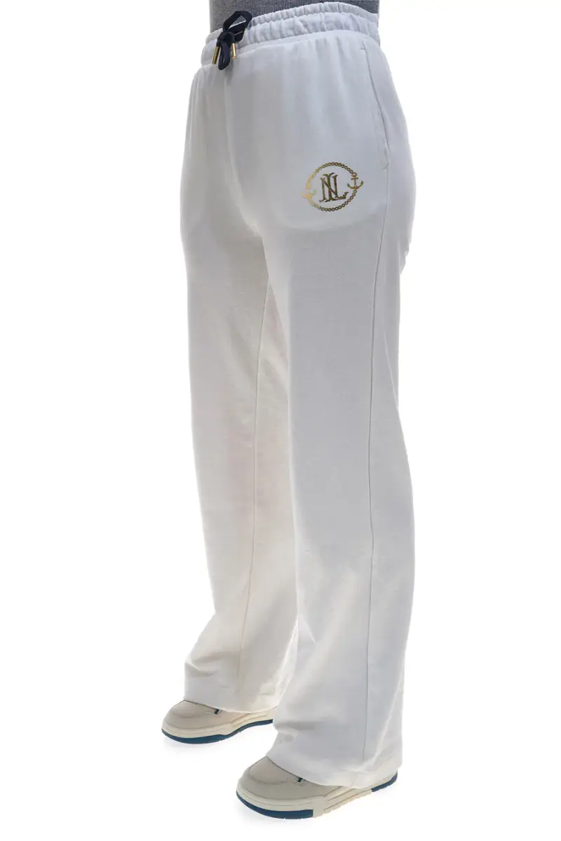 Pantaloni Bianchi con Logo Dorato NO LIMITS LAPK005S25 [BURRO]