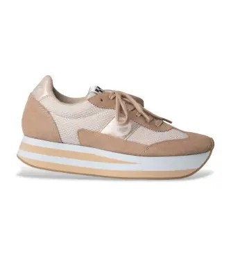 per donna KNIMKS0 Sneakers in pelle marrone Flex Jogger (36), 1 a 3 cm, Stringhe, Casual