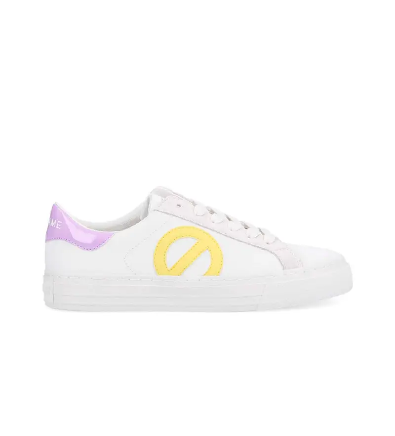 per donna. MNGMNS0 Sneakers in pelle bianca con chiusura con lacci (37), Bianco, Basso, Stringhe, Casual Viola