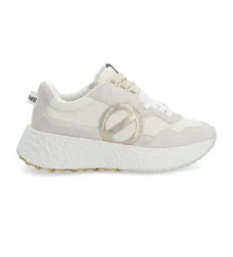 per donna NNVEKSD Sneakers Carter Jogger in pelle beige (36), 3 a 5cm, Stringhe, Casual Argento