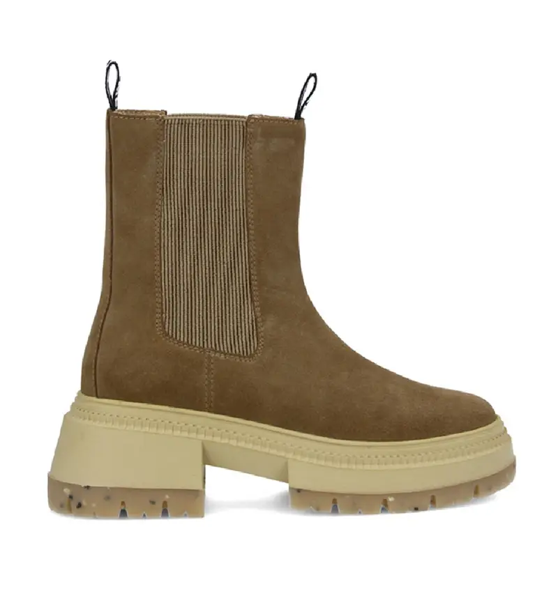 per donna NNYMVS0 Stivaletti in pelle marrone forte con plateau Jodhpur (36), 3 a 5cm, Nessuno, Casual