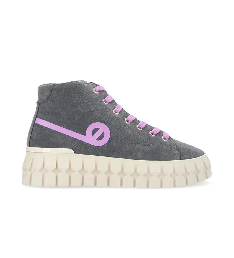 per donna ONPMSP0 Sneakers Play Mid in pelle con cinturino alla caviglia in stile vintage, colore grigio (36), Basso, Stringhe, Cas