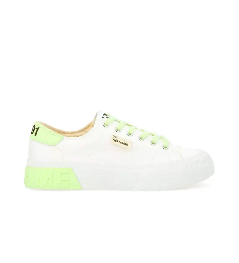 per donna. QNBCCF0 Sneakers in tela con cotone riciclato Reset Sneaker bianca, verde (38), Bianco, Tessuto, Basso, Stringhe, Casual