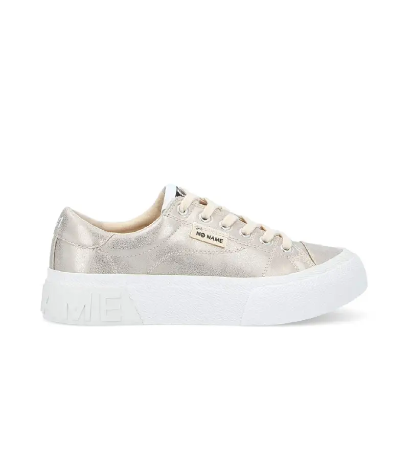 per donna QNBCDS0 Reset Sneaker con tomaia metallizzata e suola oro chiaro (38), Basso, Stringhe, Casual