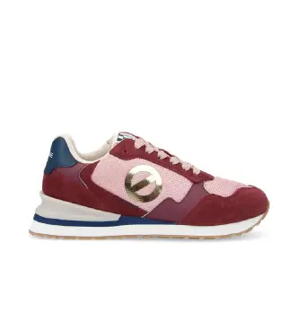 per donna QNIPSK0 Sneaker Tova Runner in pelle e tela con suola marrone chiaro (37), Basso, Stringhe, Casual, Granata