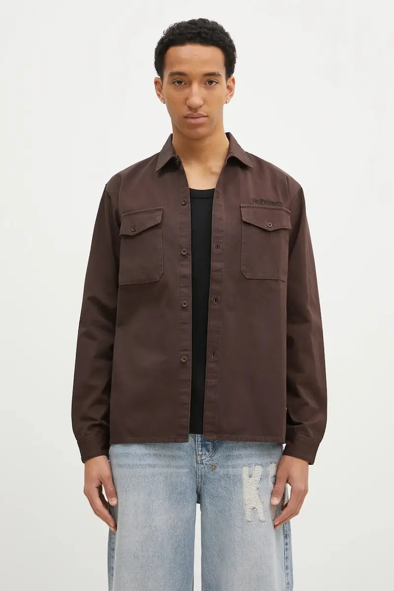 camicia in cotone Mini Problemo Longsleeve Work Shirt uomo colore marrone NP40115.02